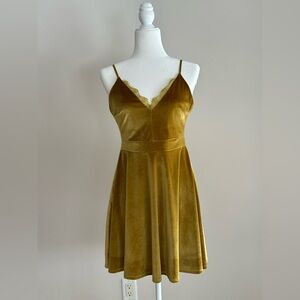 Lulu's Gold Velvet Dress